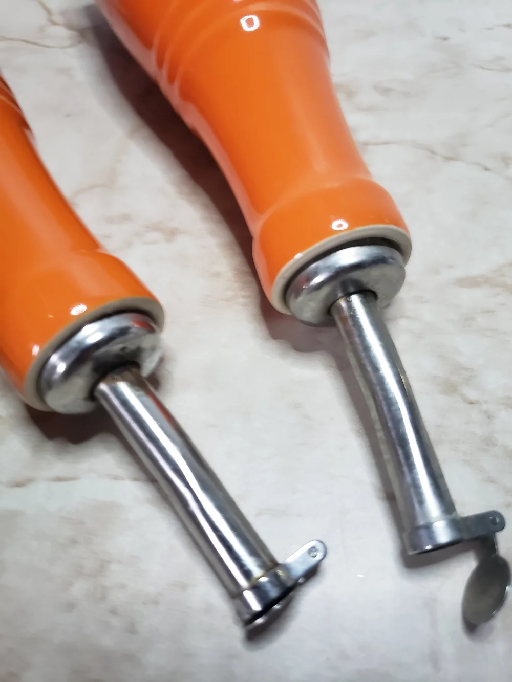 Le Creuset Orange Ceramic Olive Oil and Vinegar Pourer Set